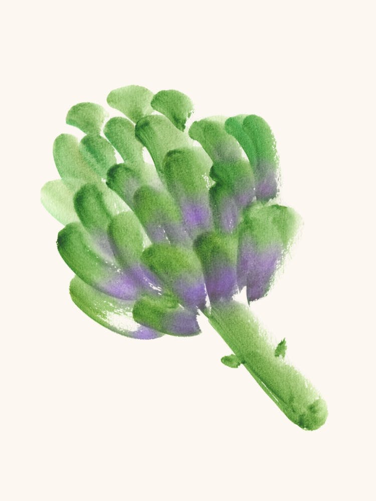 Artischocken-Gemüse-Aquarellmalerei Minimalistischer Küchendruck