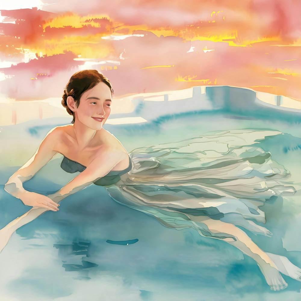 A woman at the swimming pool