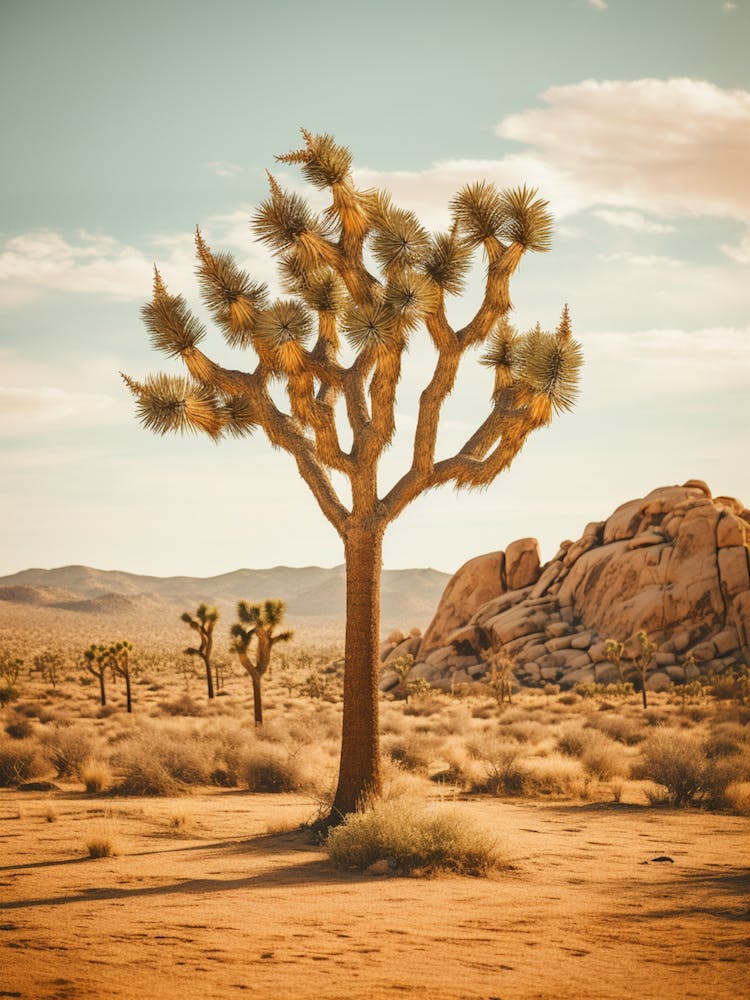 Photograph Of A Joshua Tree In Rocky Landscape 3