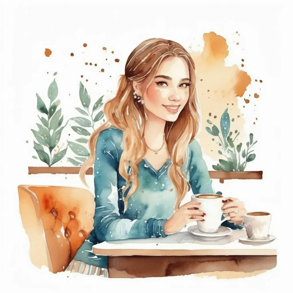 Girl In Coffee Shop Painting