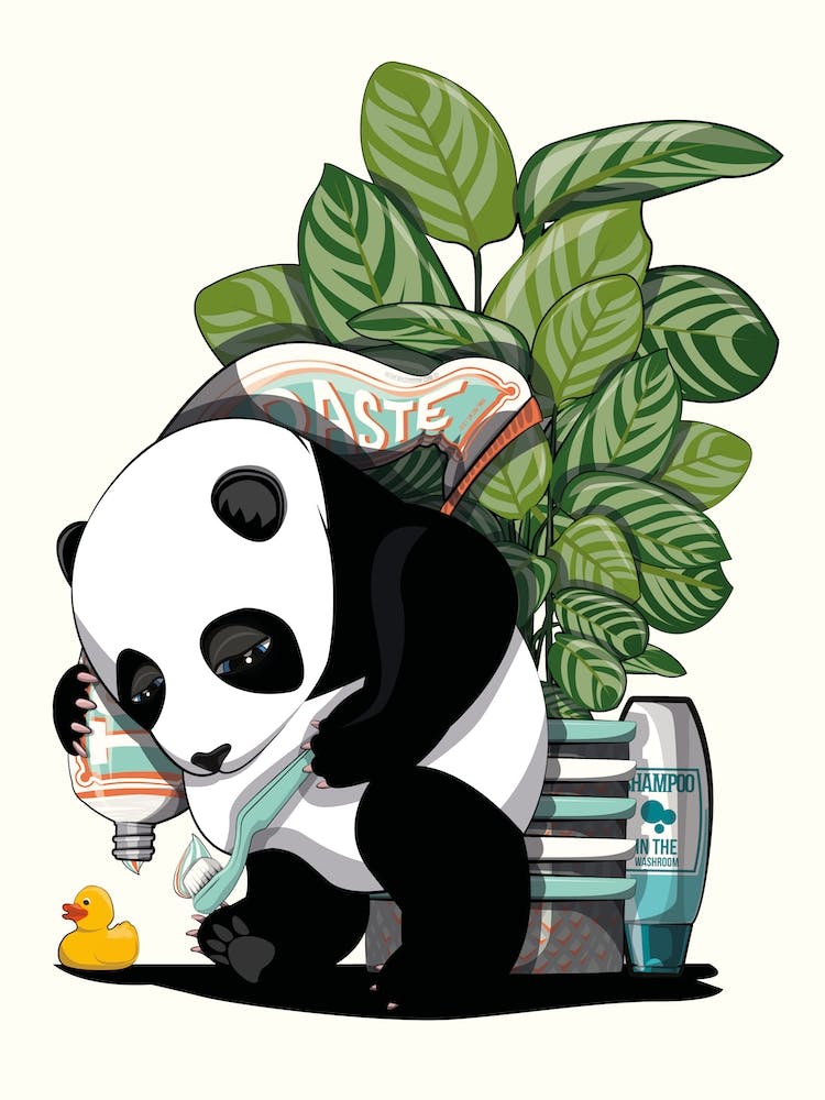 Pandabärjunges Putzt Zähne
