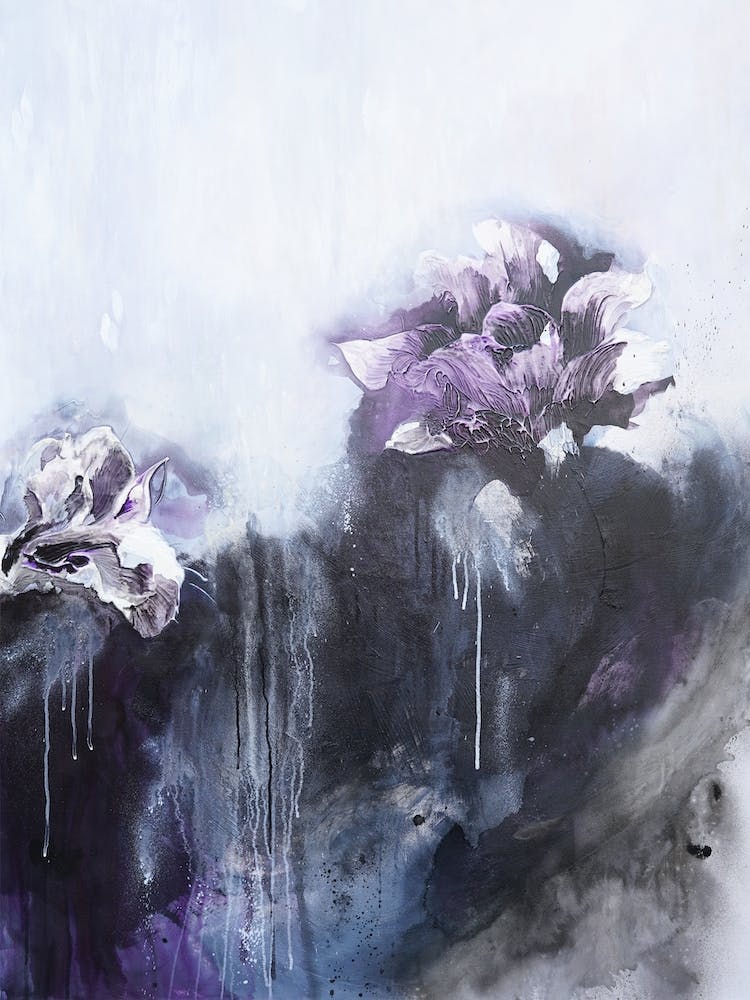 Violet Abstract Flower Painting