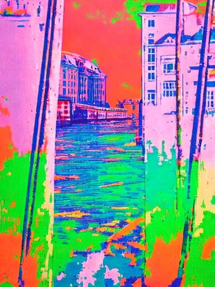 Port Of Riga Latvia Impression Risographique Rétro