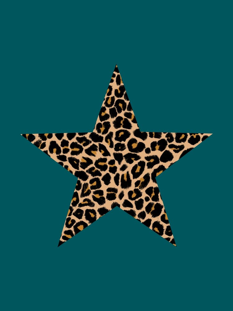 Leopard Print Star on Teal