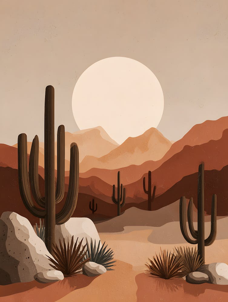 Desert Sunse Minimalist Desert Landscape 7