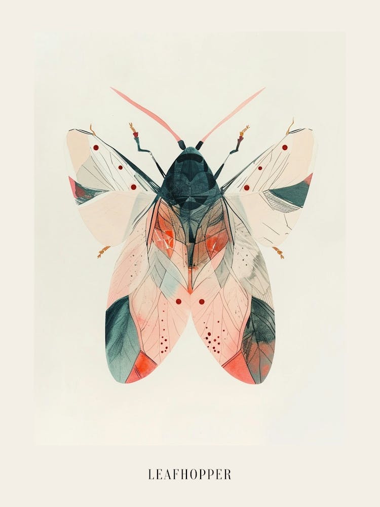 Colourful Insect Illustration Leafhopper 9 Poster