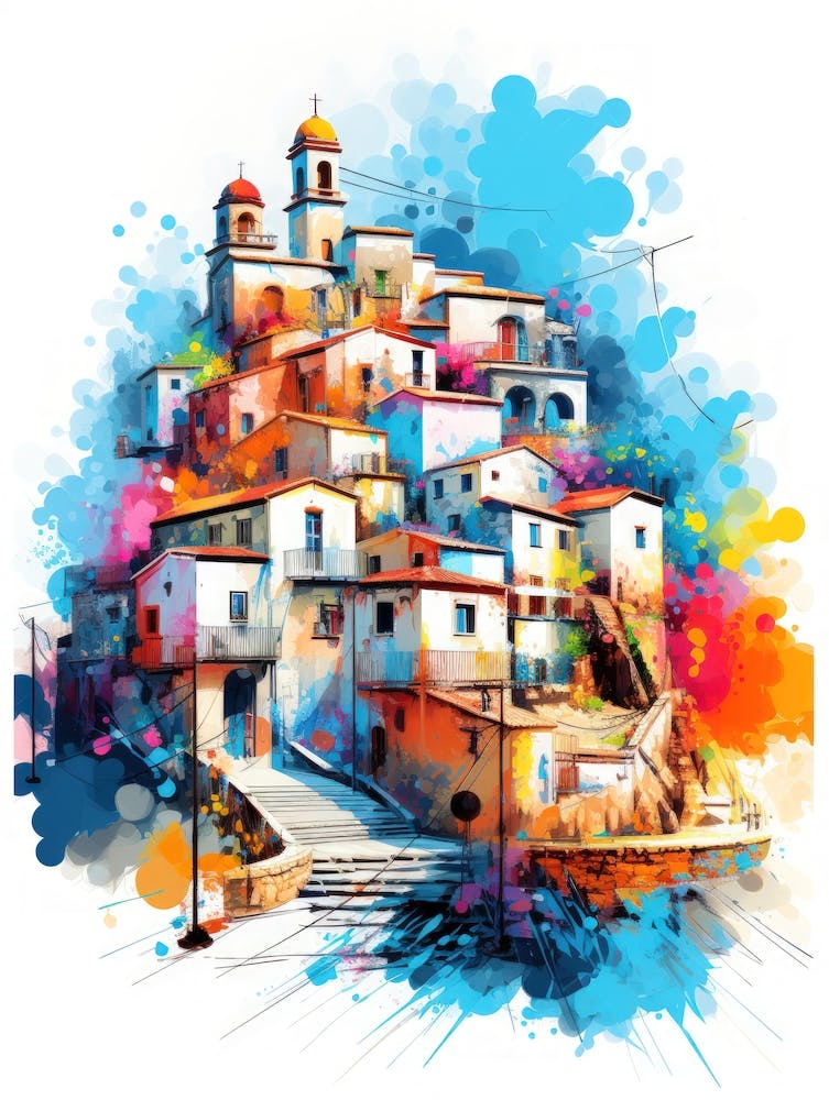 Abstract Village Painting