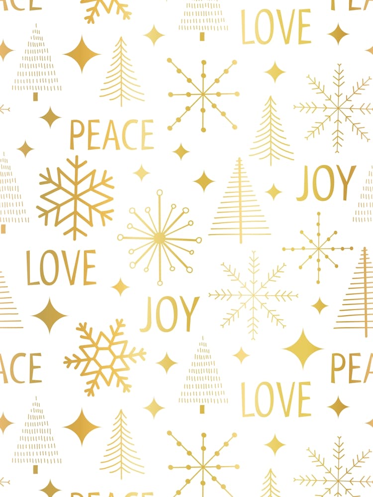 Amour Paix et Joie Saison de Noël Or sur Blanc