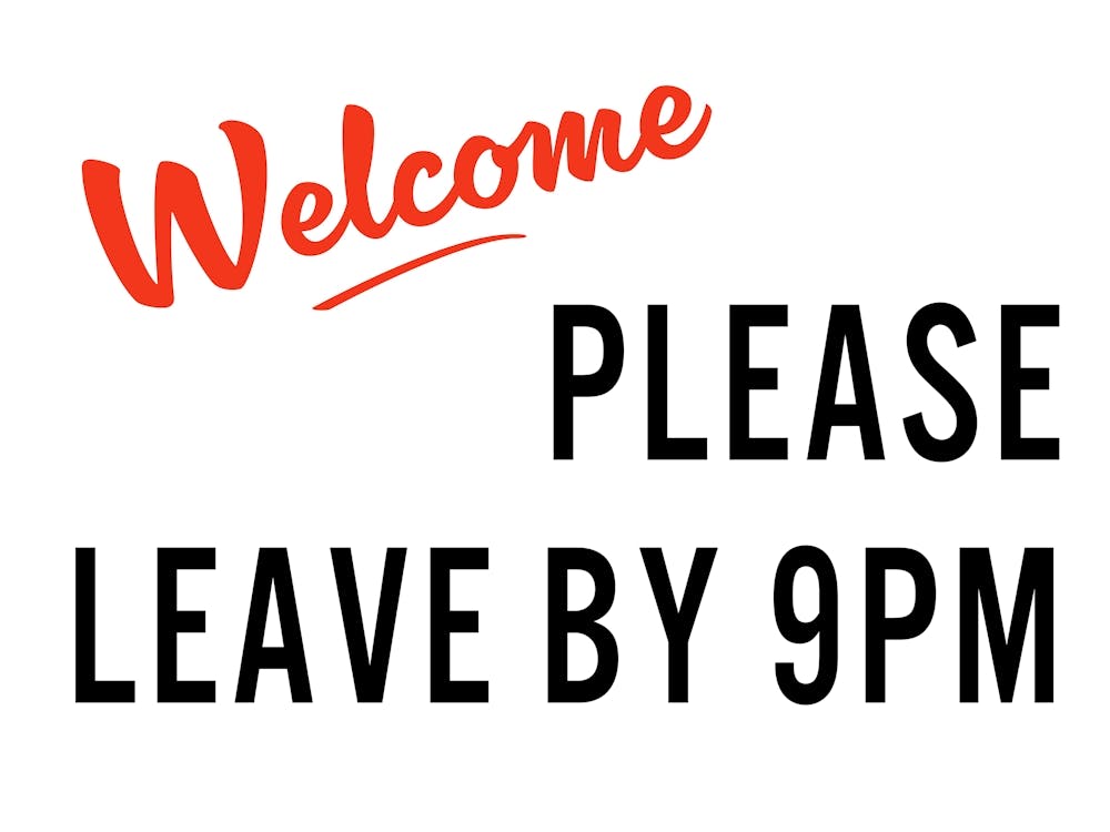 Welcome Please Leave By 9pm Typography - Sarcastic House Sign