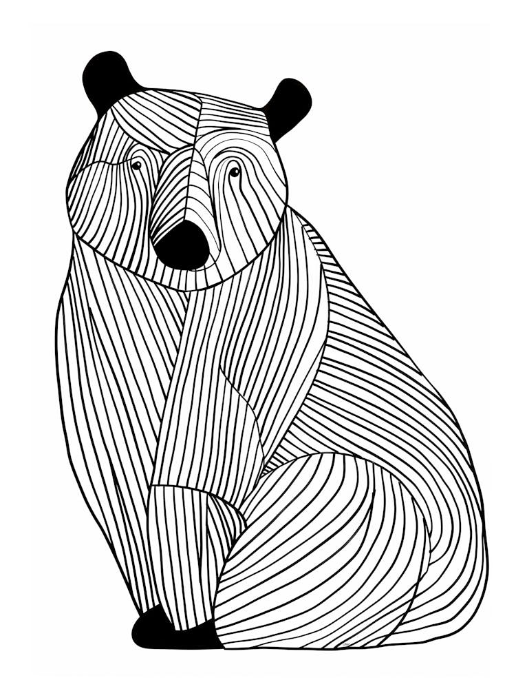 Bear Drawing animal lines art