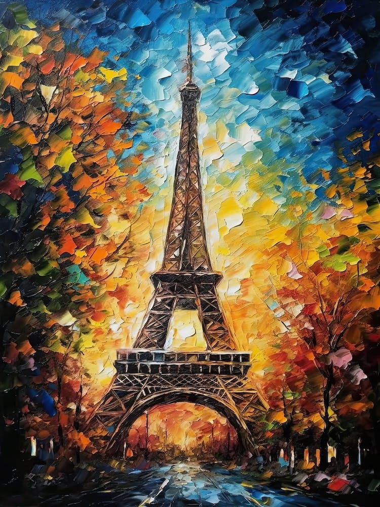 Eiffel Tower Paris France Vincent Van Gogh Style 6