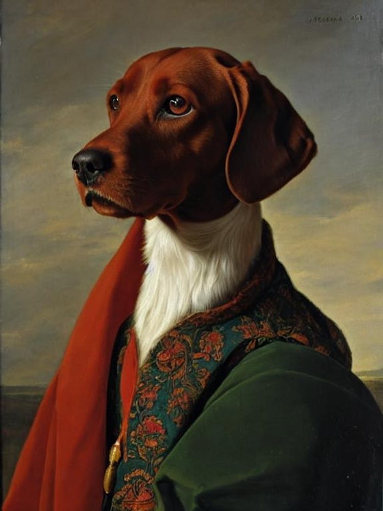 Vizsla 2 Renaissance-Porträt Ölgemälde