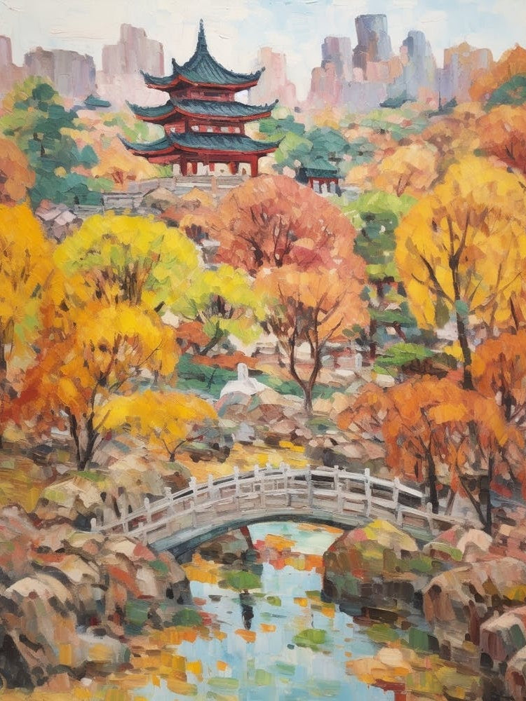 Autumn City Park Painting Jingshan Park Beijing China 2