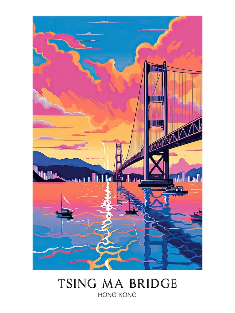 Tsing Ma Bridge, Hong Kong, Colourful 3