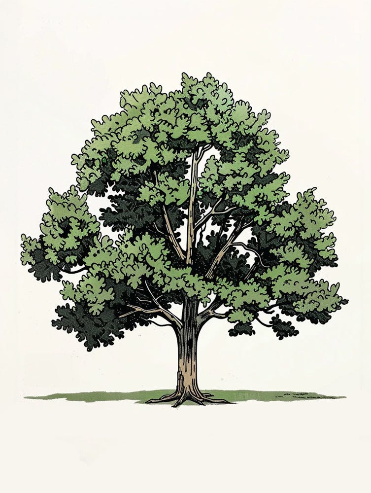 Oak Tree Pixel Illustration 3