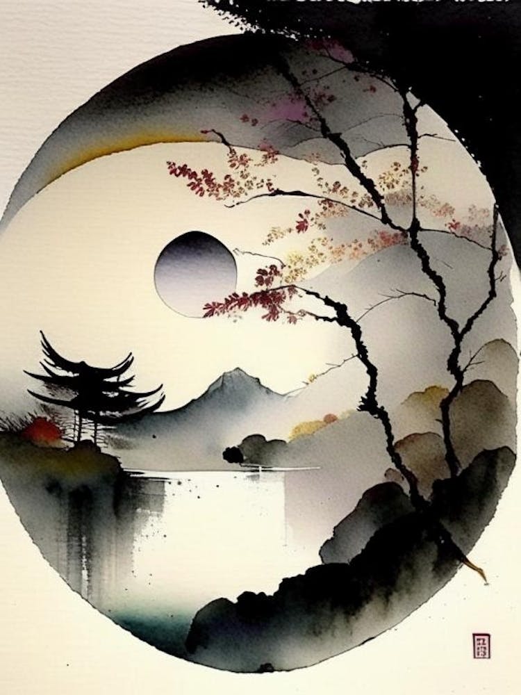 Landscapes 4 Yin And Yang Japanese Ink