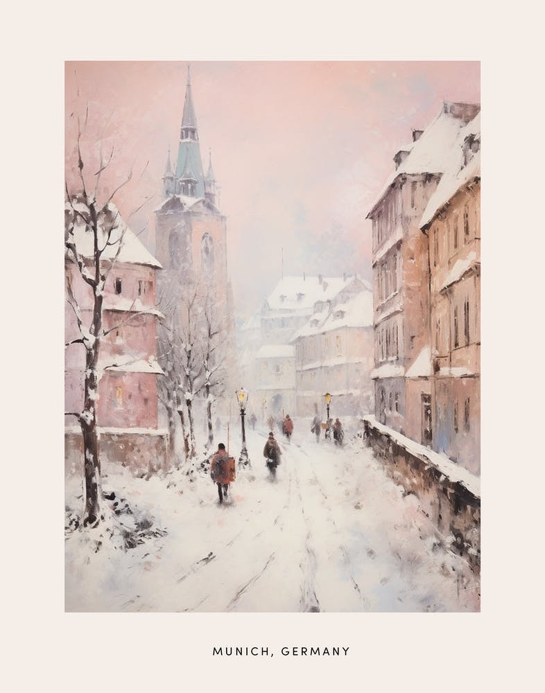 Dreamy Winter Painting Poster Munich Germany 1