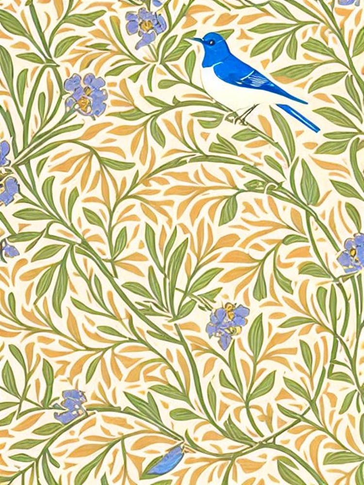 Bluebird William Morris Style Bird
