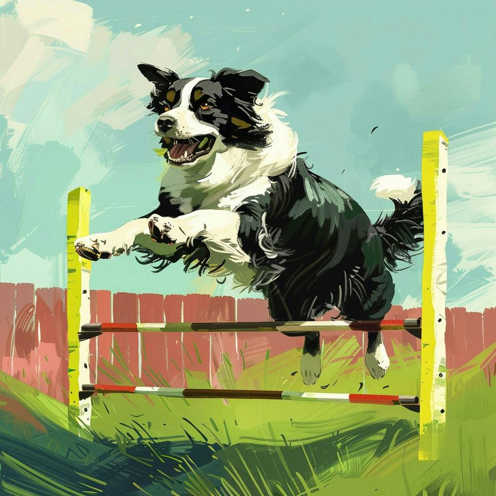 Border Collie Jumping Over An Obstacle