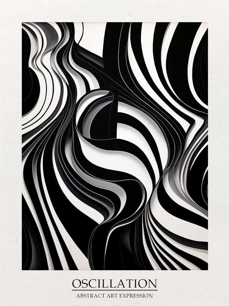 Oscillation Abstract Black And White 1 Poster