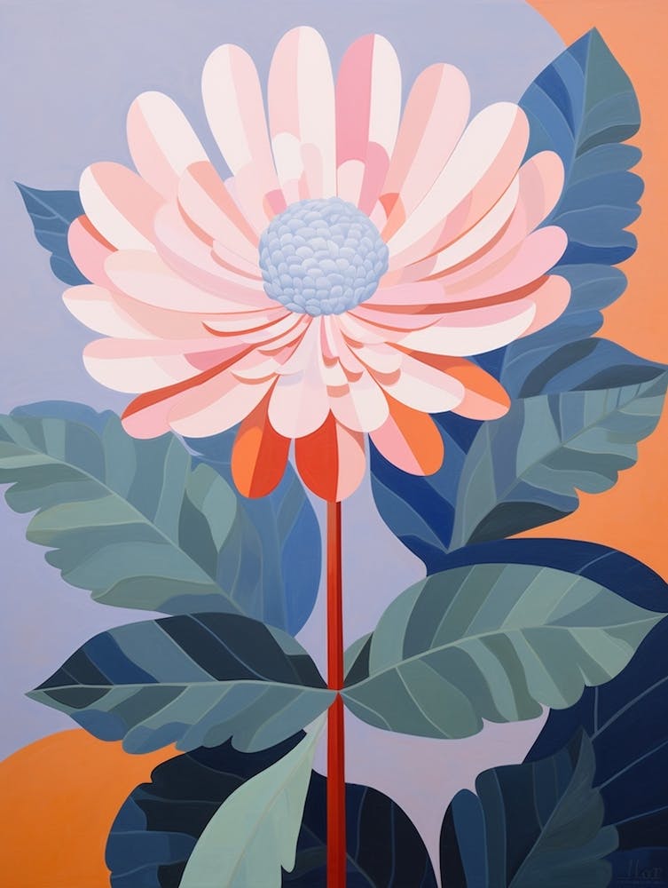 Chrysanthemum 1 Hilma Af Klint Inspired Pastel Flower Painting
