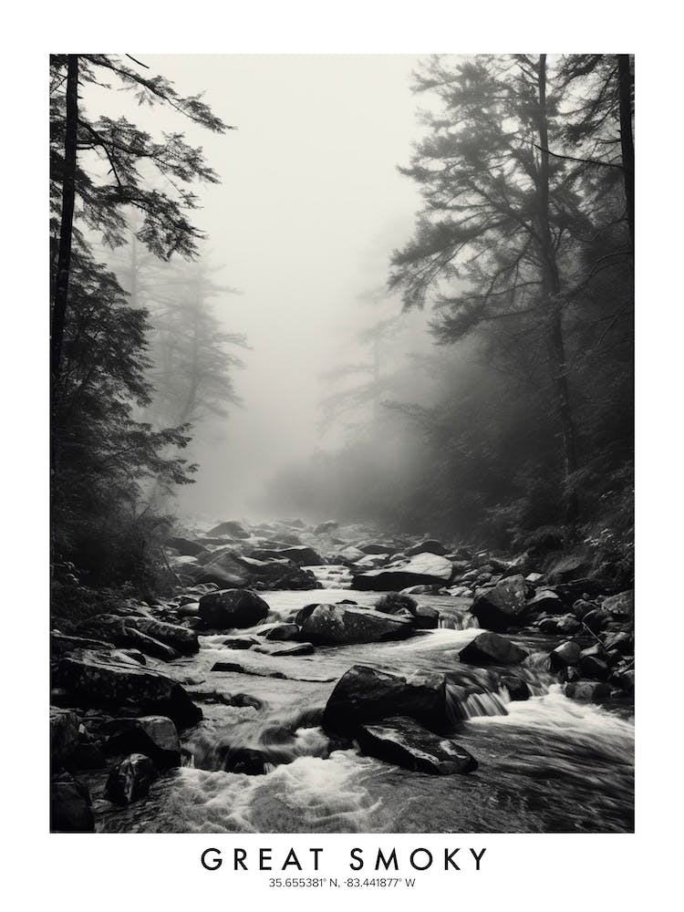 Poster Of Great Smoky, Black And White Analogue Photograph 3