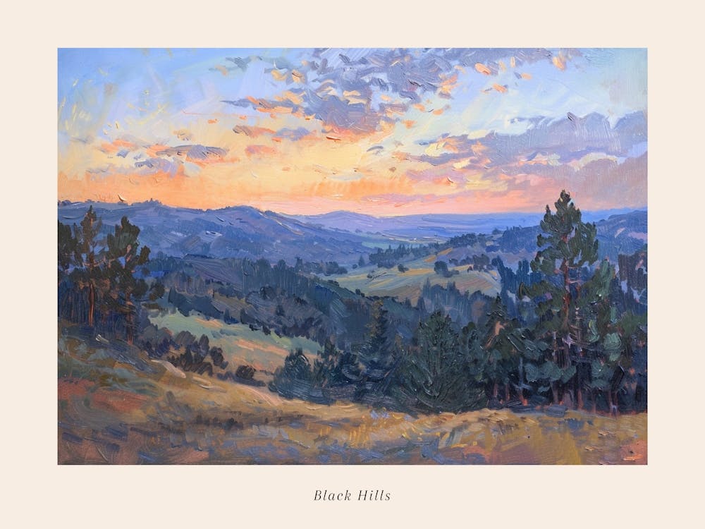 Western Sunset Landscapes Black Hills South Dakota 2 Poster
