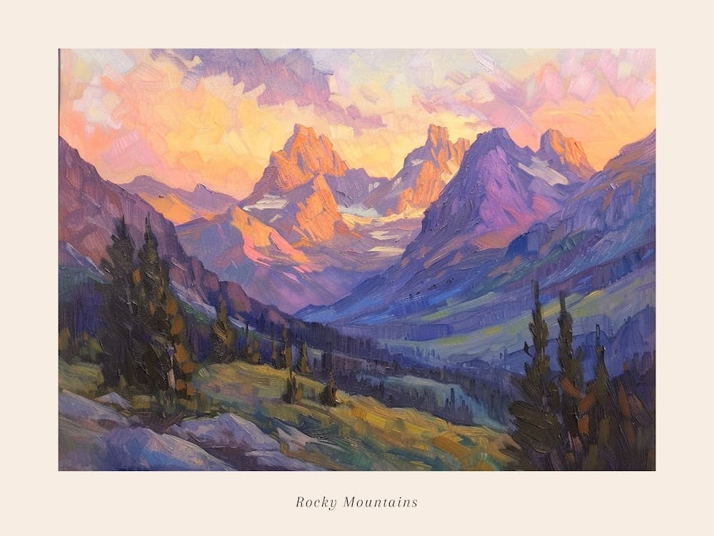 Western Sunset Landscapes Rocky Mountains 3 Poster