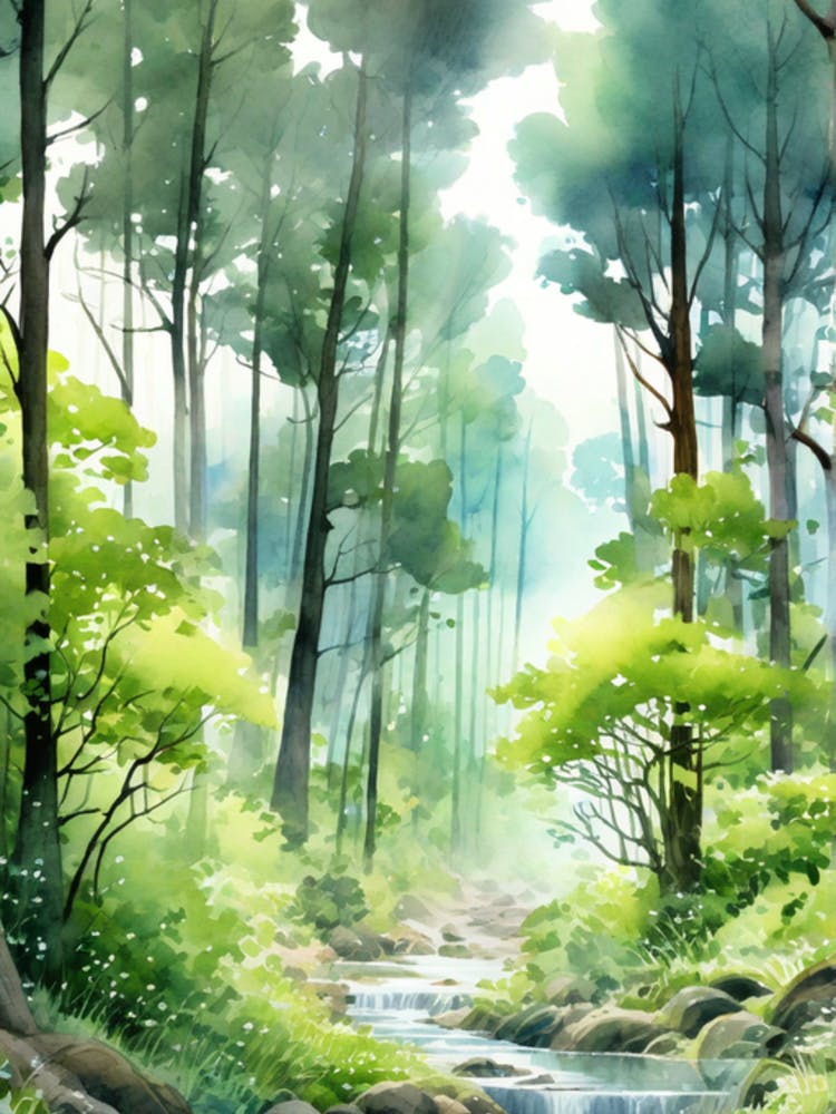 Watercolor Of A Forest 1
