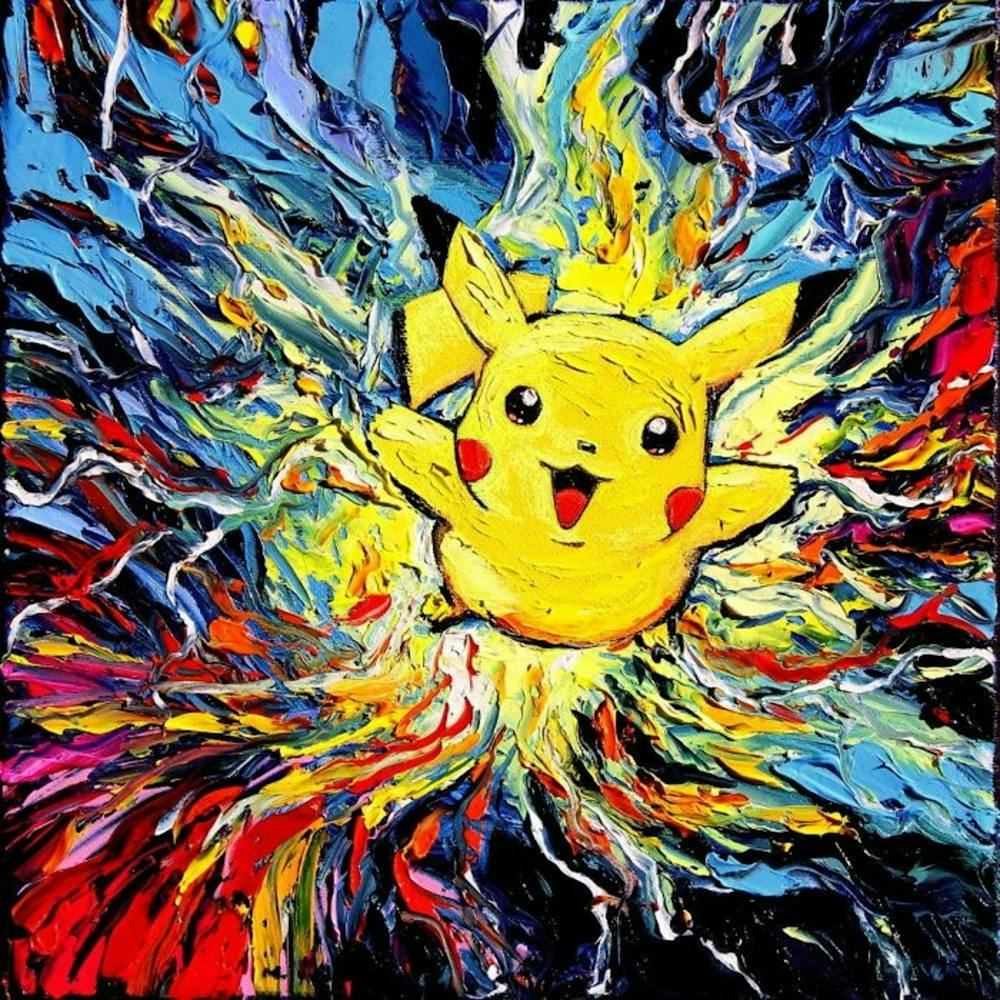 Pikachu Starry Night Van Gogh