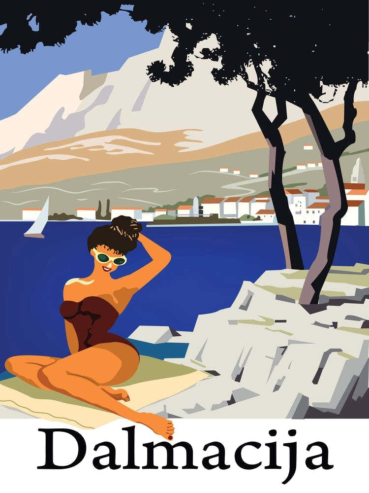 Dalmatia, Woman Posing on the Rocky Coast