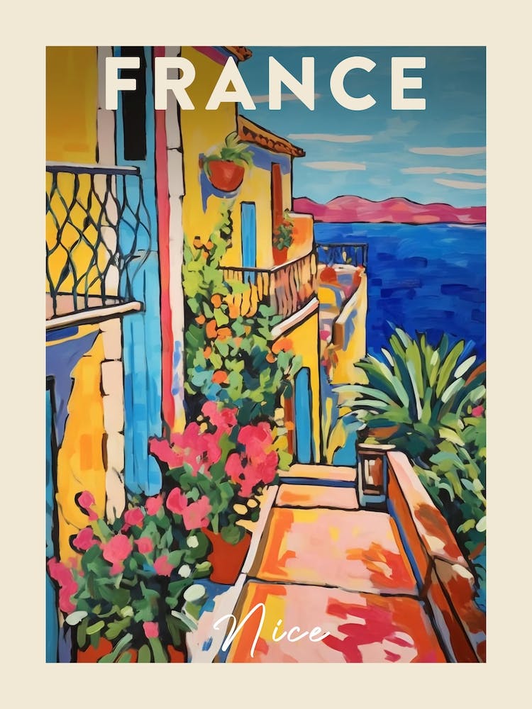 Nizza Frankreich 4 Fauvistisches Gemälde Reiseposter