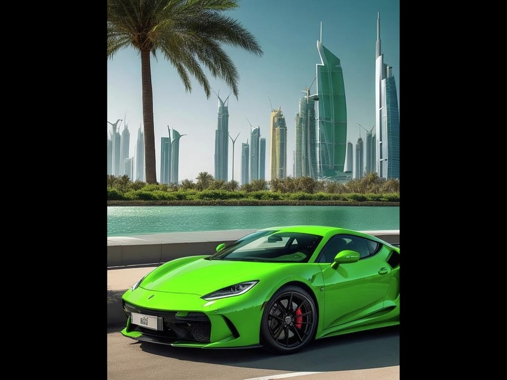 Green Sports Car In Dubai