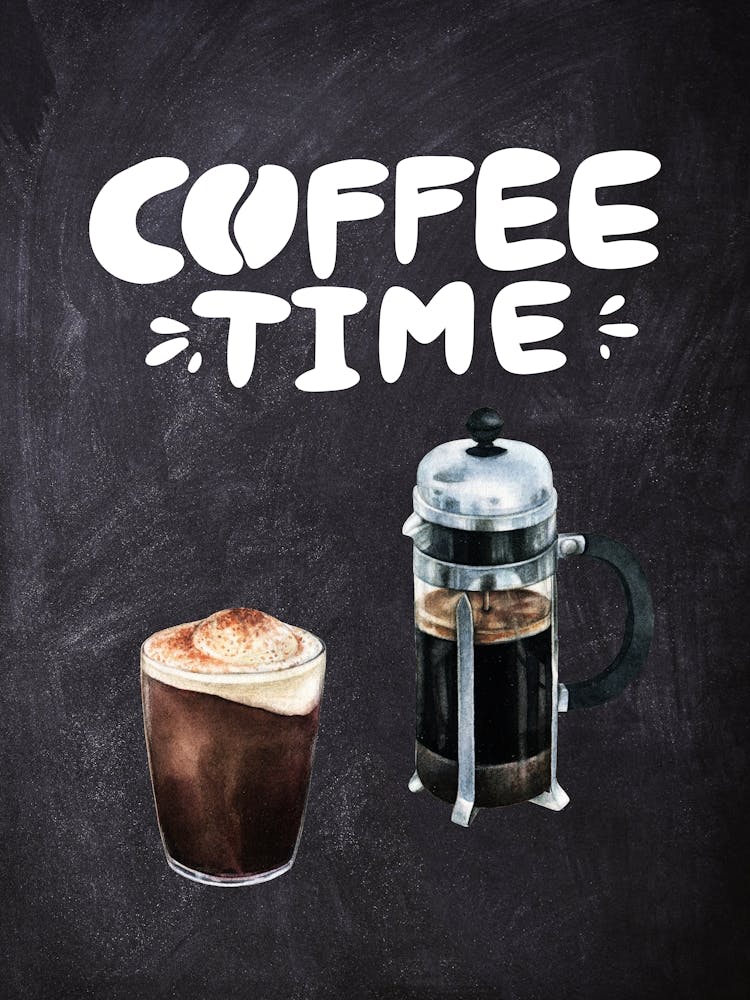 Coffee Time — Coffee poster, kitchen print, lettering