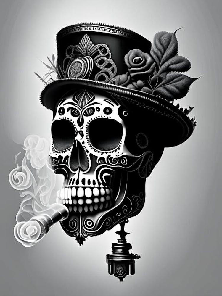 Sugar Skull Day Of The Dead Inspired Skull 2 Stream Punk