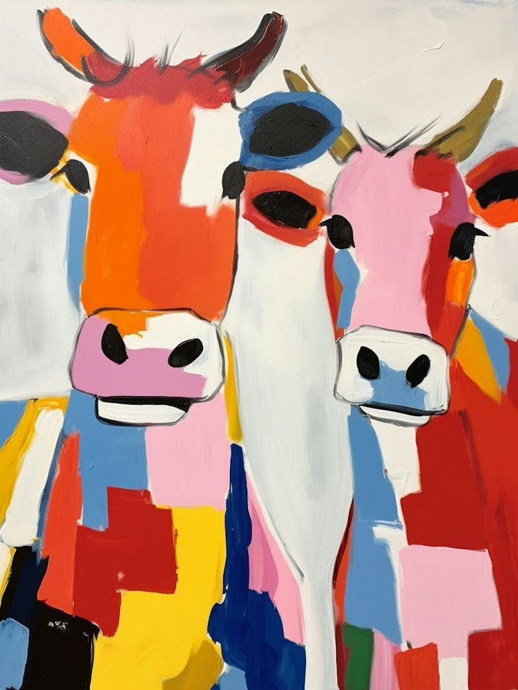 Colourful Kids Animal Art Cow 6