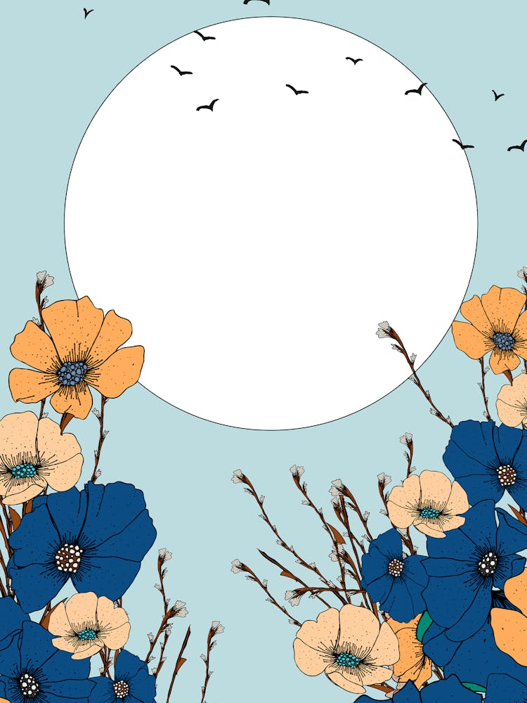 Background With Flowers And Birds