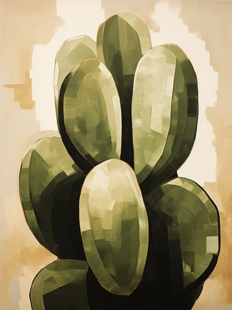 Modern Abstract Cactus Painting Acanthocalycium Cactus 3