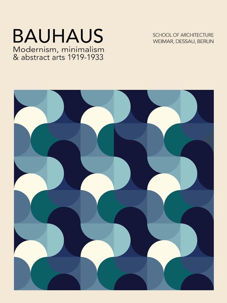 3x4 Modernist Blue Bauhaus Poster