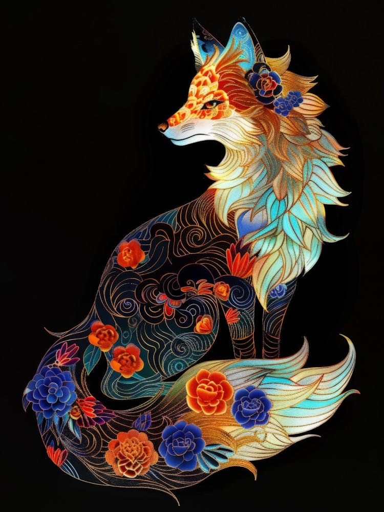 Fox With Flowers