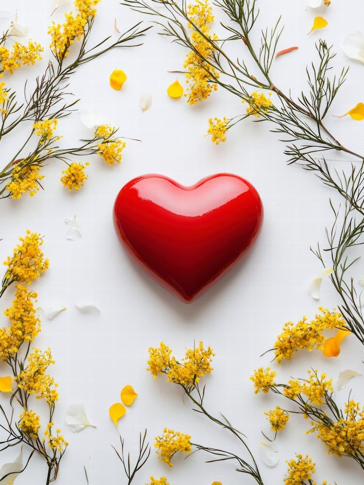 Heart With Yellow Flowers