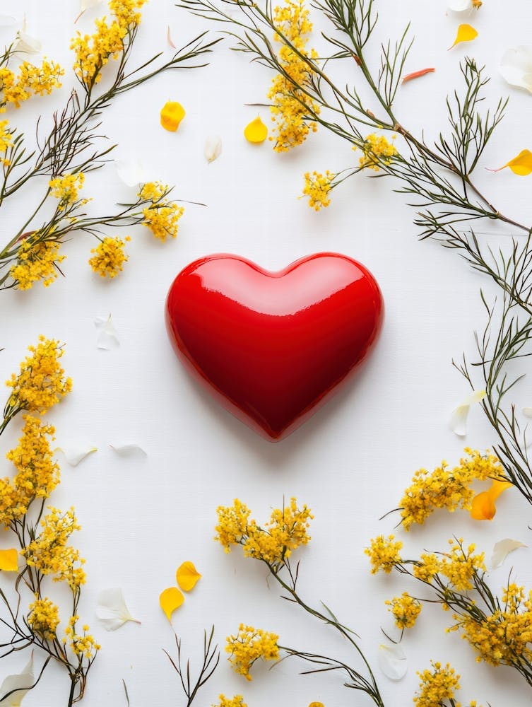 Heart With Yellow Flowers