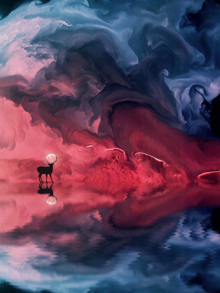 Deer Moon Abstract