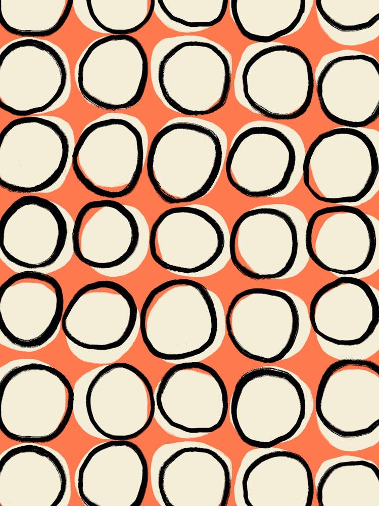 White Abstract Circles On Orange Red