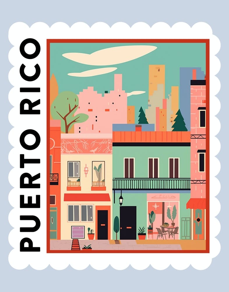 Puerto Rico 2 Travel Stamp Poster
