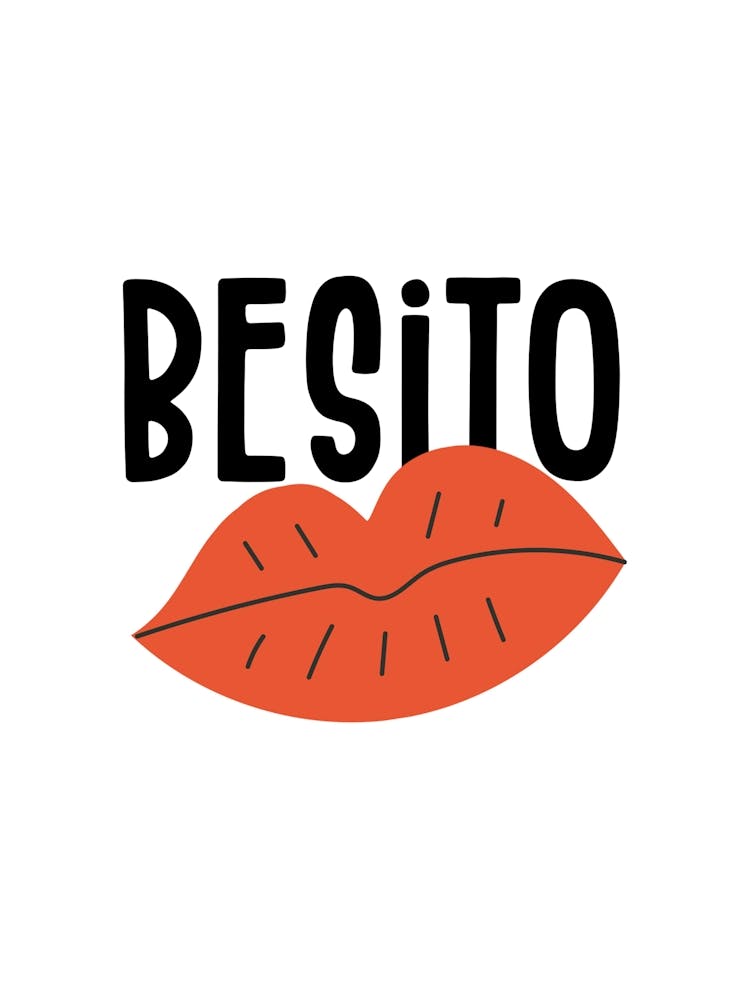 Printable Besitos Kiss Poster, Valentine's Day Wall Art, Love Gift for Her, French Language Decor, Emily in Paris