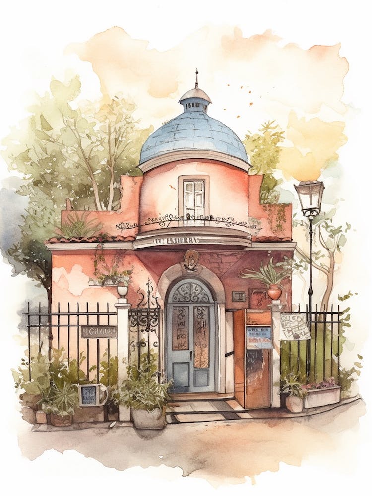 Belgrano Buenos Aires Neighborhood, Watercolour 1