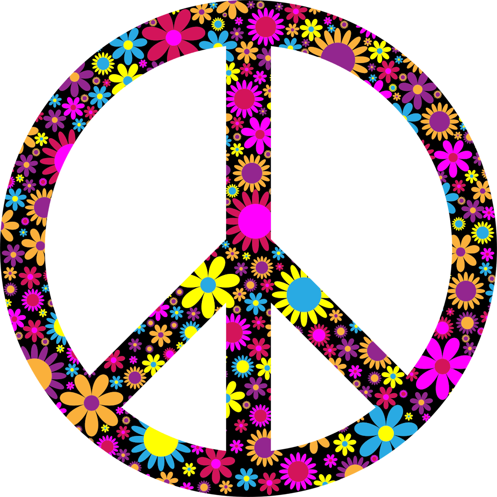 Multicolored Floral Peace Sign Symbols Love Peace Symbol Love Purple Symmetry