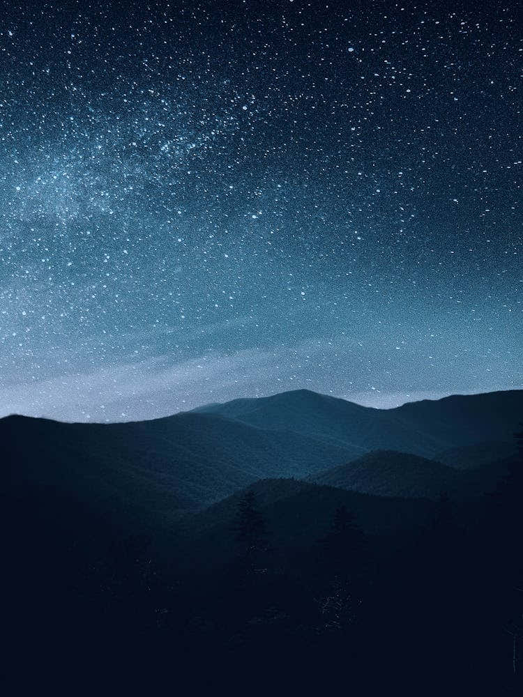 Night Sky Over Mountains 1