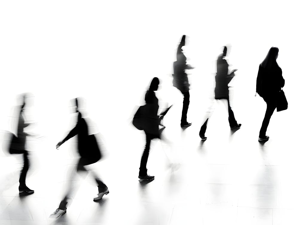 People Walking – Motion Blur Black and White Urban Art